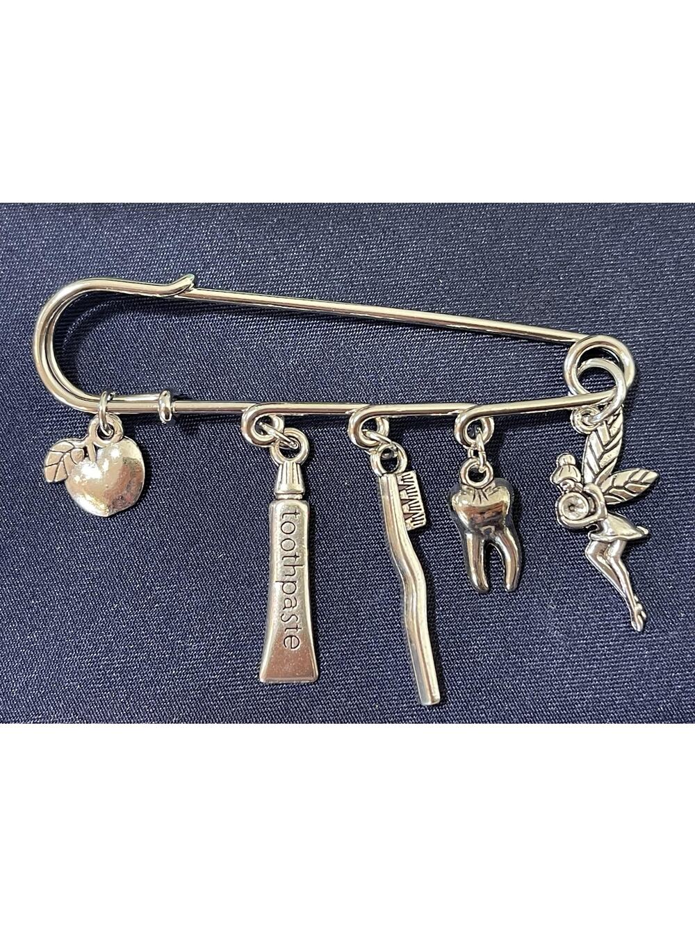 NWOT Tooth Fairy Toothbrush Tooth Toothpaste Apple Brooch Pin Dentist Hygienist